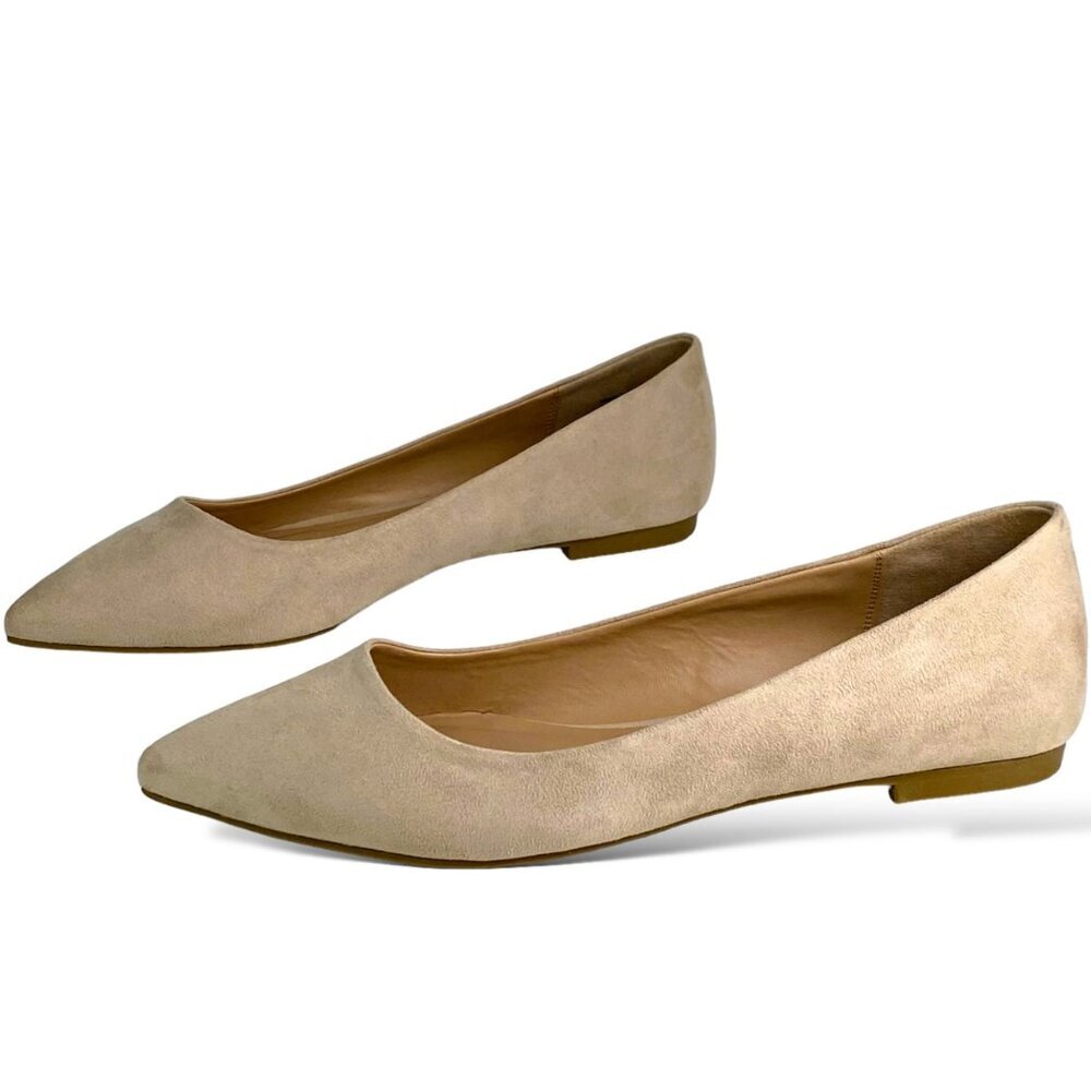 Call It Spring Ballet Flats Womens 10 Bone Hazylle Vegan Suede Pointed Toe Shoes